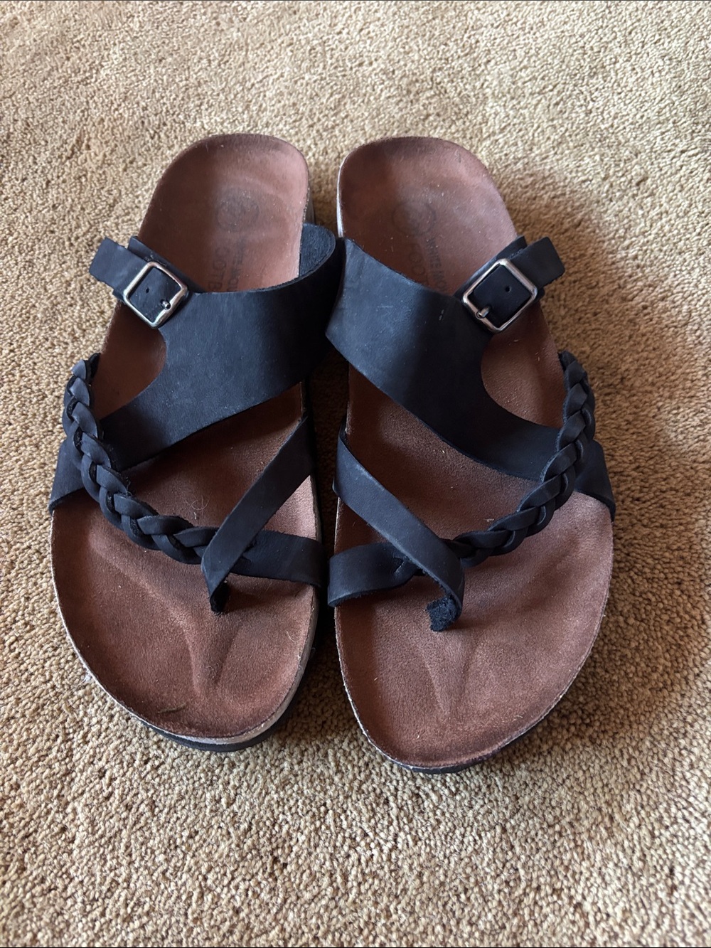 White Mountain Black Braided Strap Women's Sandals